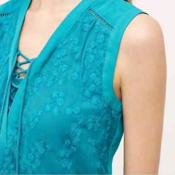 anthropologie Maeve blue lace front sleeveless blouse size 0 - Picture 3 of 14